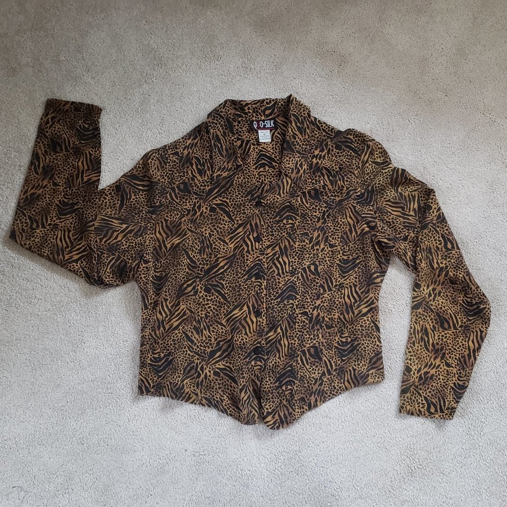 Animal print 100% silk blouse